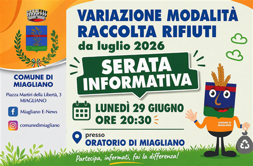 29/06 - Serata informativa: nuove modalità raccolta rifiuti