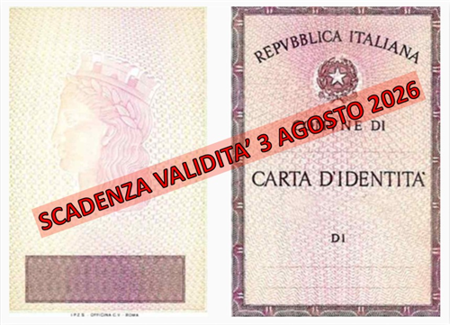 Cessazione validità carta identità cartacea per lespatrio dal 03 agosto 2026